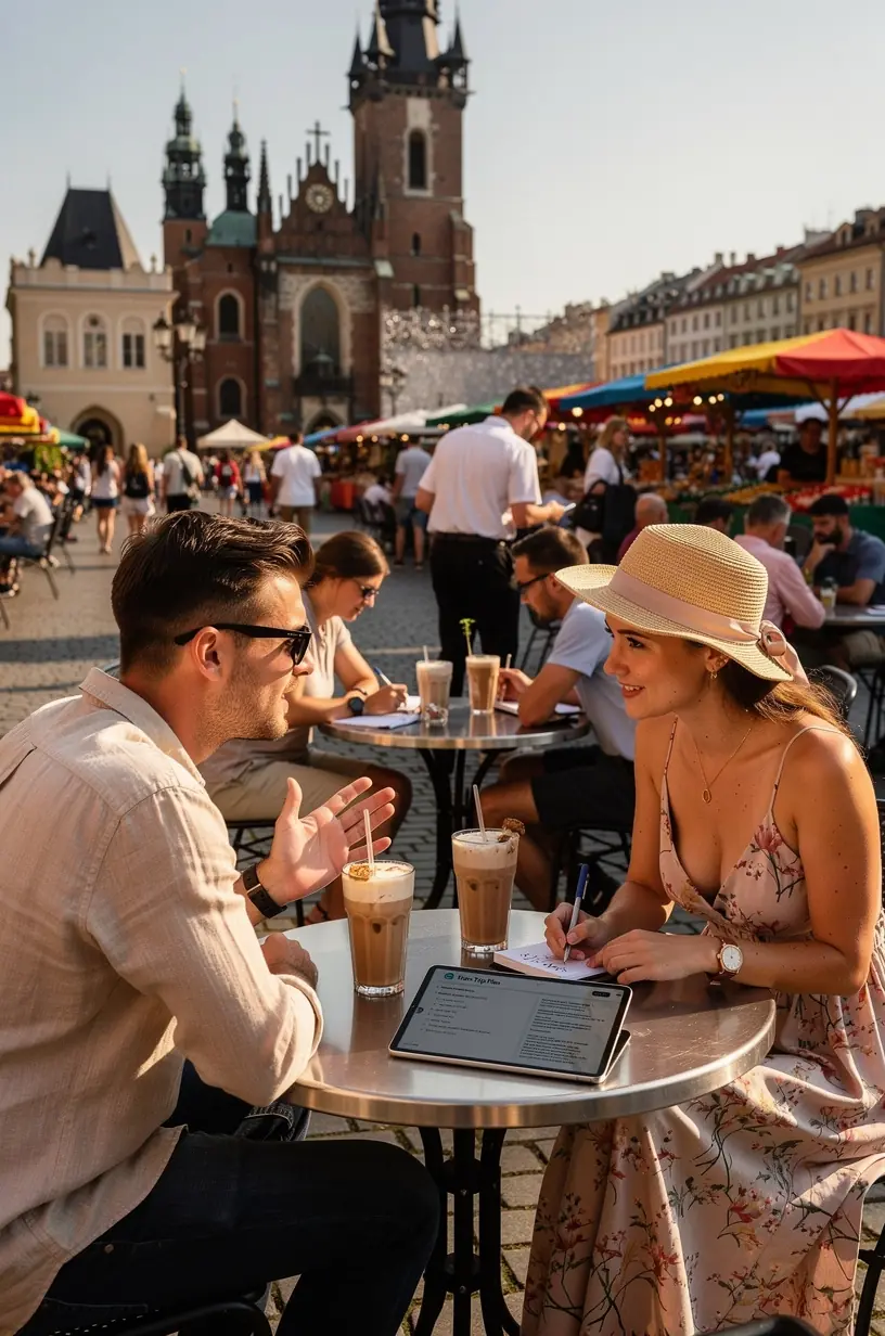 Zorganizowany plecak turystyczny z niezbędnymi akcesoriami na wakacje